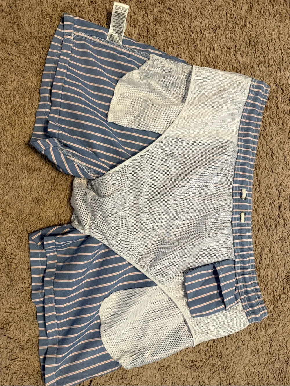 J. Crew Blue and Pink Vertical-Stripe Swim Trunks